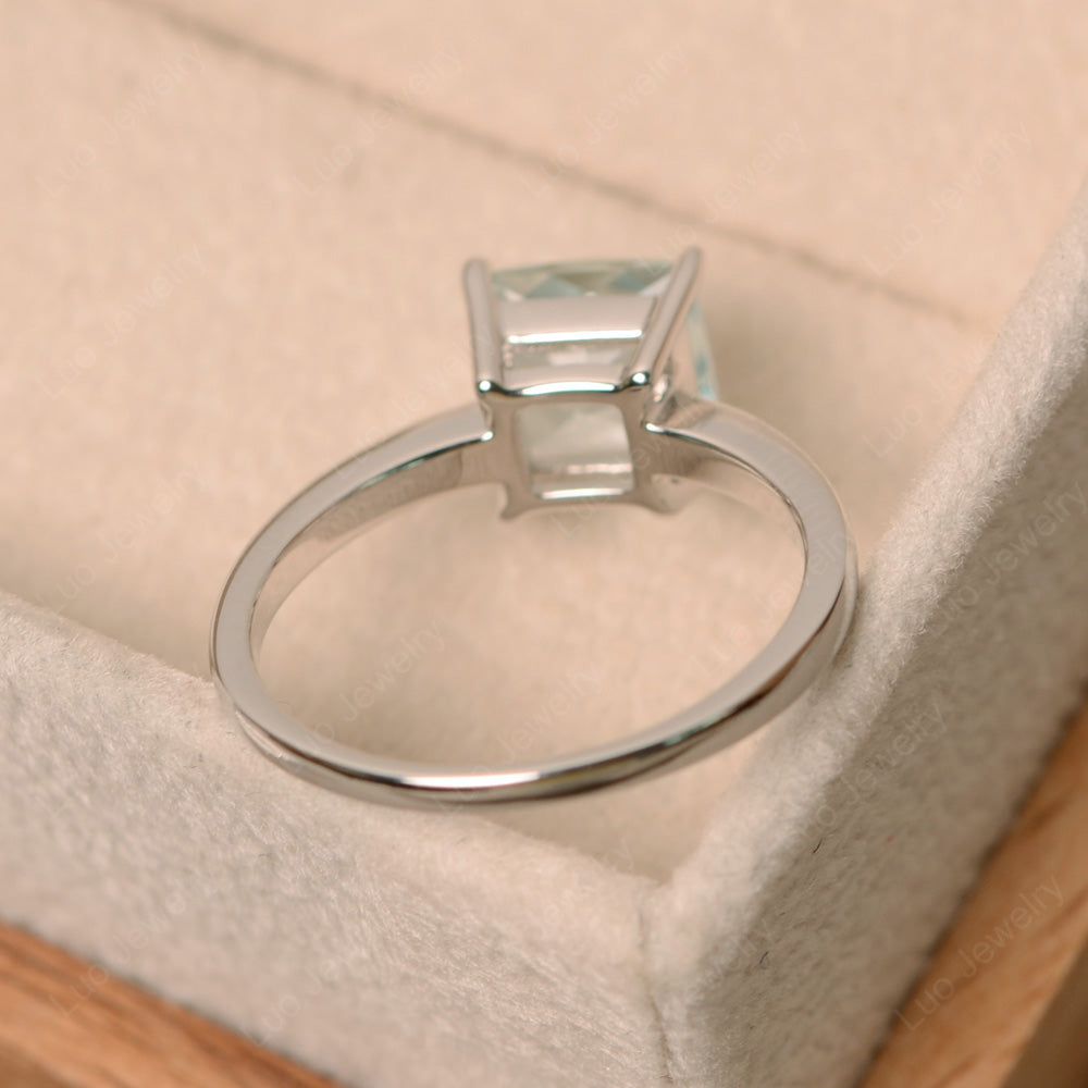 Princess Solitaire Aquamarine Engagement Ring - LUO Jewelry