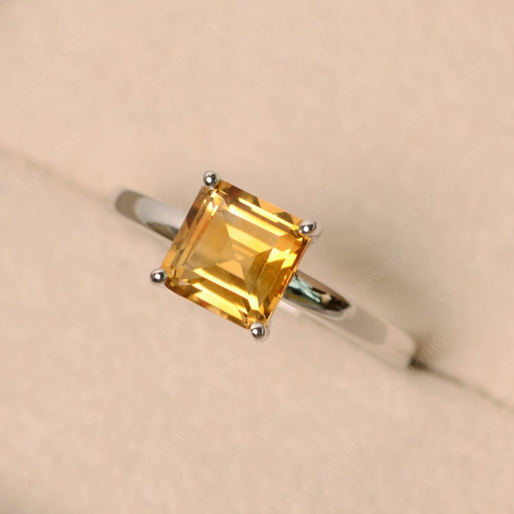 Square Solitaire Citrine Engagement Ring - LUO Jewelry