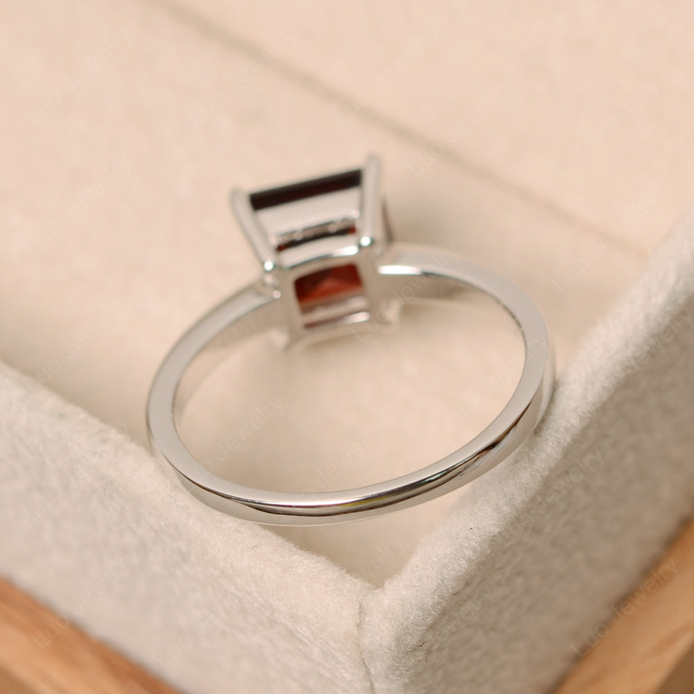 Square Solitaire Garnet Engagement Ring - LUO Jewelry