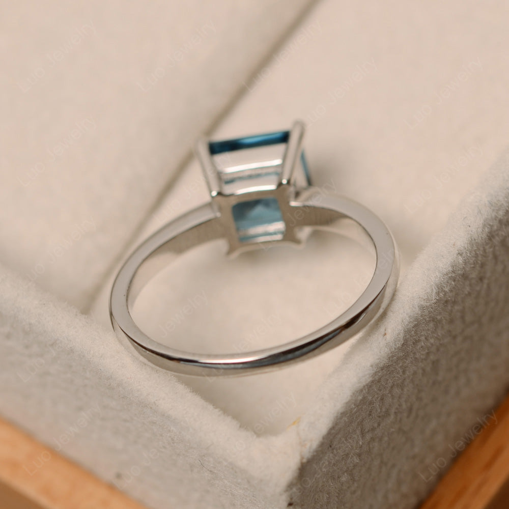 Princess Solitaire London Blue Topaz Engagement Ring - LUO Jewelry