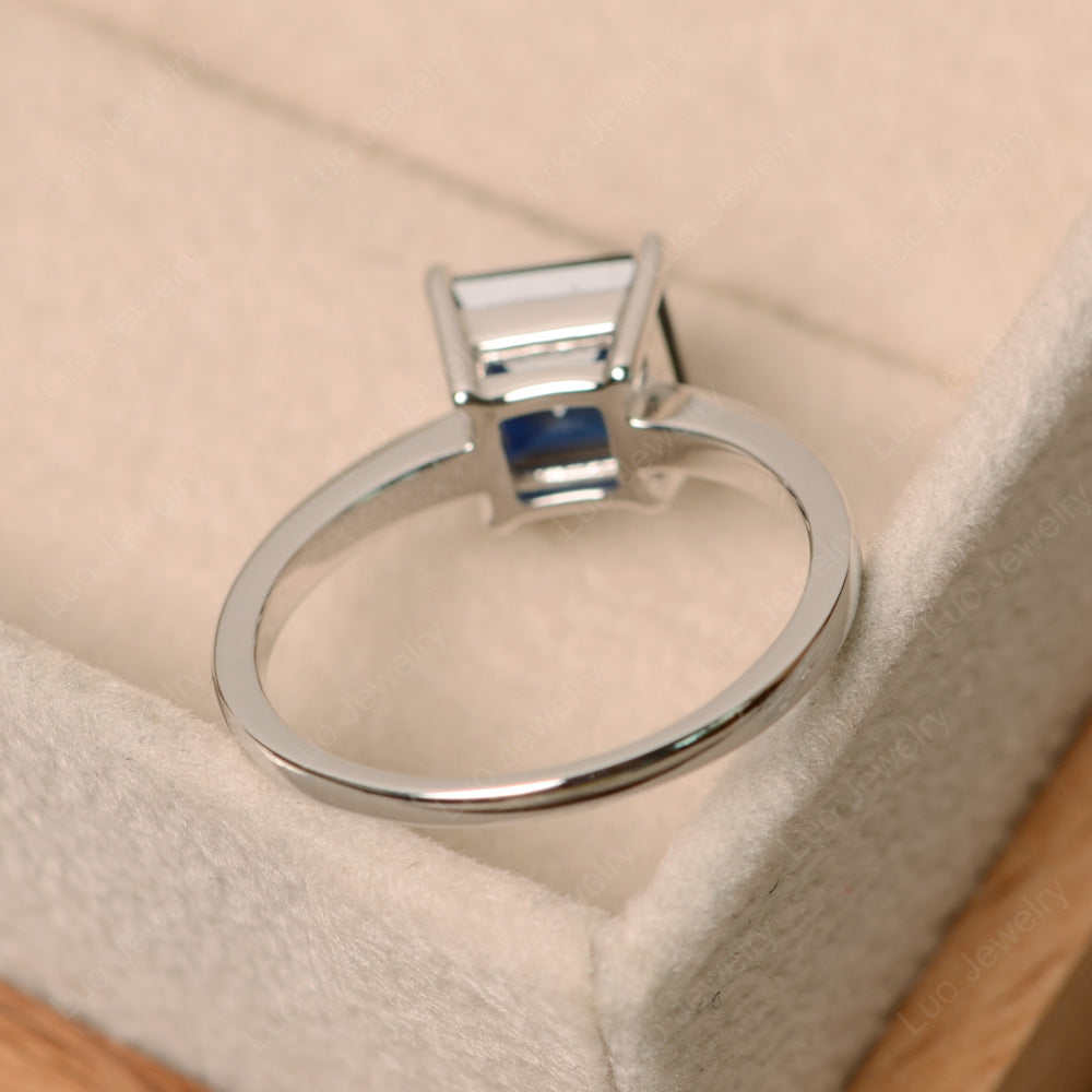 Square Solitaire Lab Sapphire Engagement Ring - LUO Jewelry