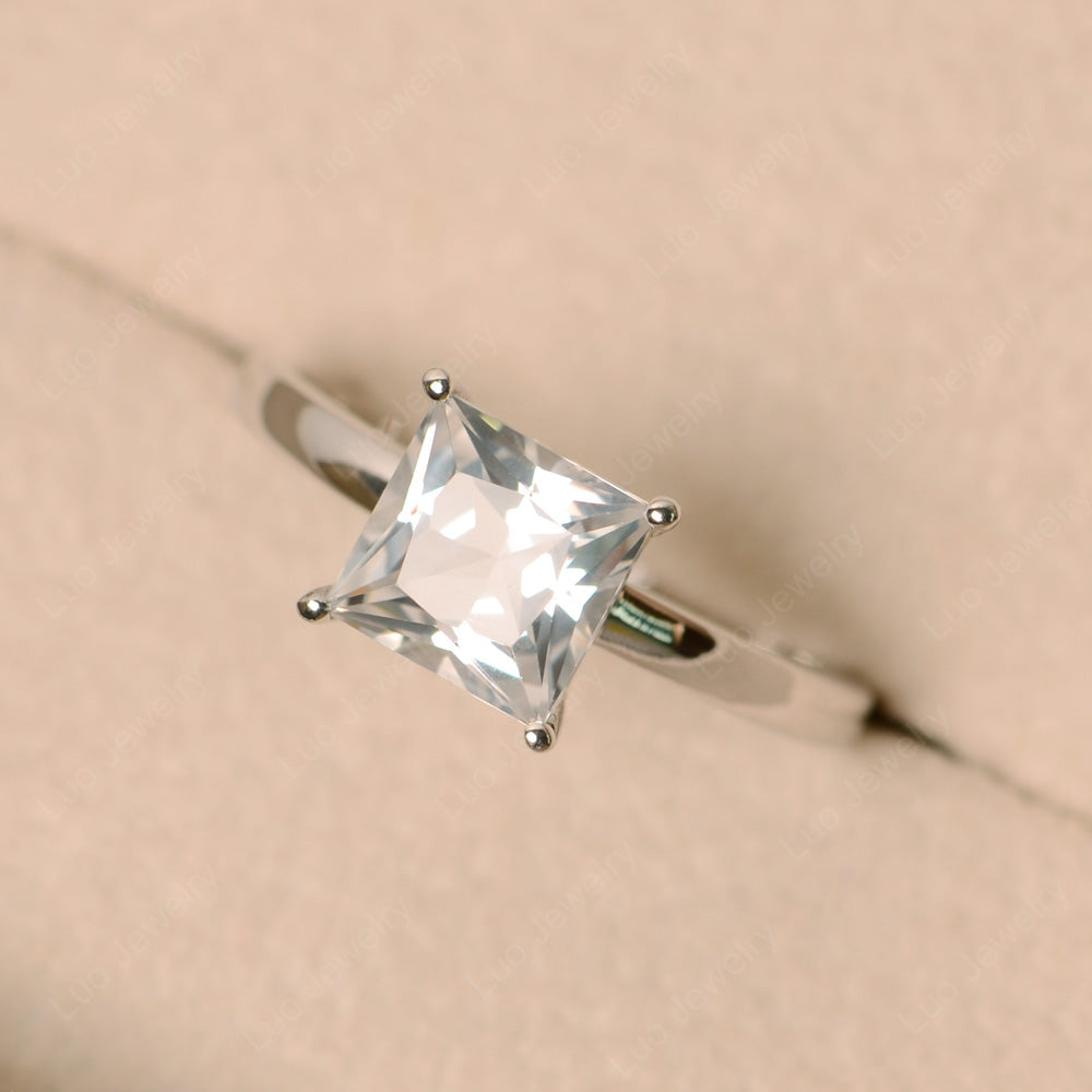 Princess Solitaire White Topaz Engagement Ring - LUO Jewelry