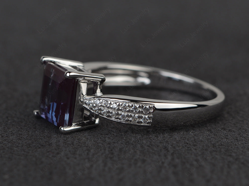 Square Alexandrite Ring Sterling Silver - LUO Jewelry