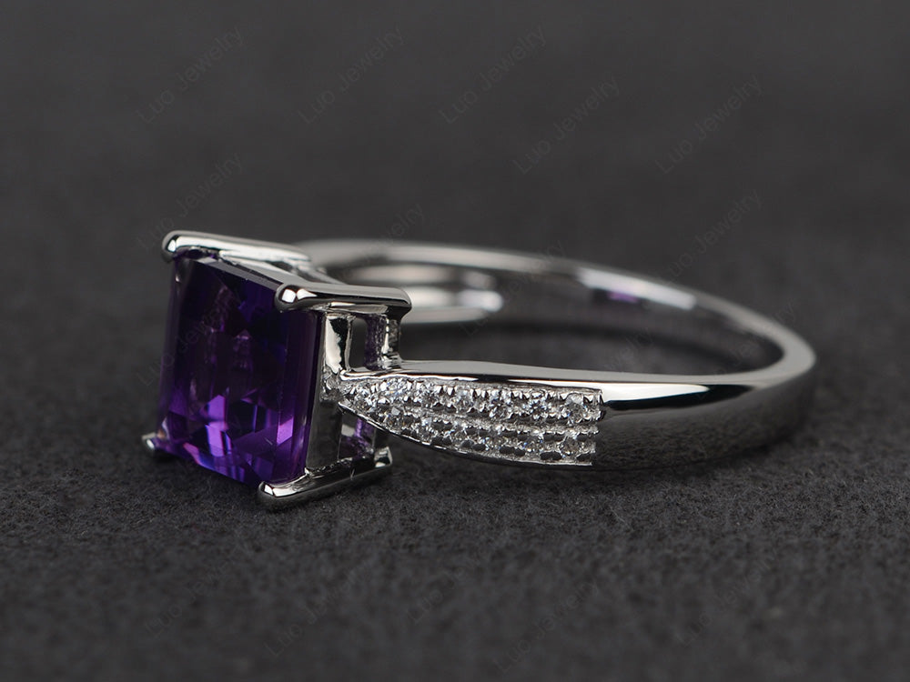 Square Amethyst Ring Sterling Silver - LUO Jewelry