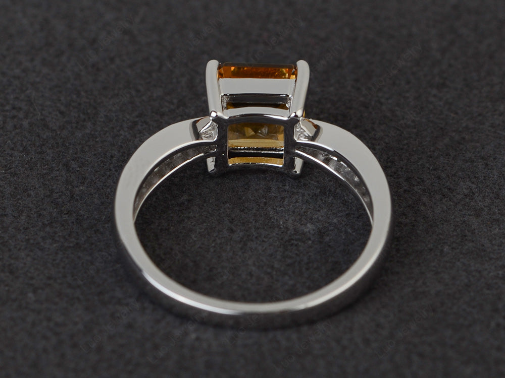 Square Citrine Ring Sterling Silver - LUO Jewelry
