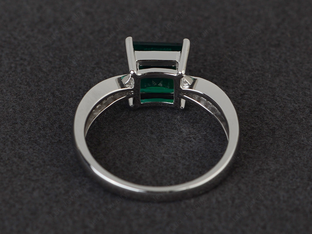 Square Lab Emerald Ring Sterling Silver - LUO Jewelry
