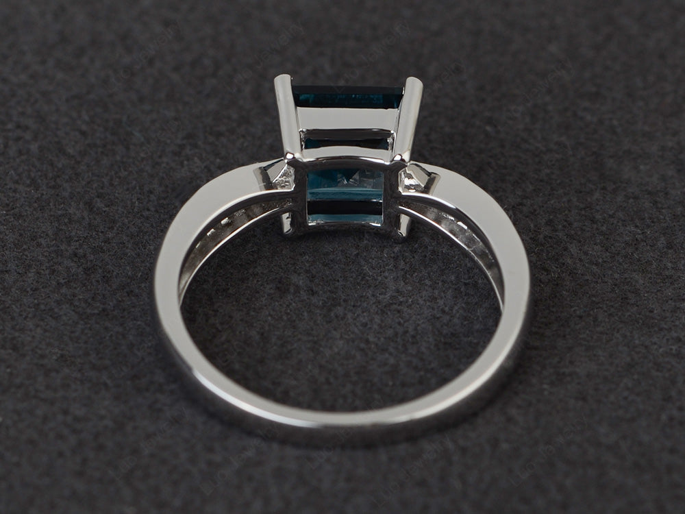 Square London Blue Topaz Ring Sterling Silver - LUO Jewelry