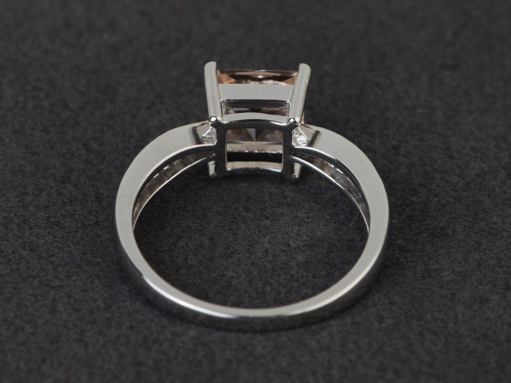 Princess Morganite Ring Sterling Silver - LUO Jewelry