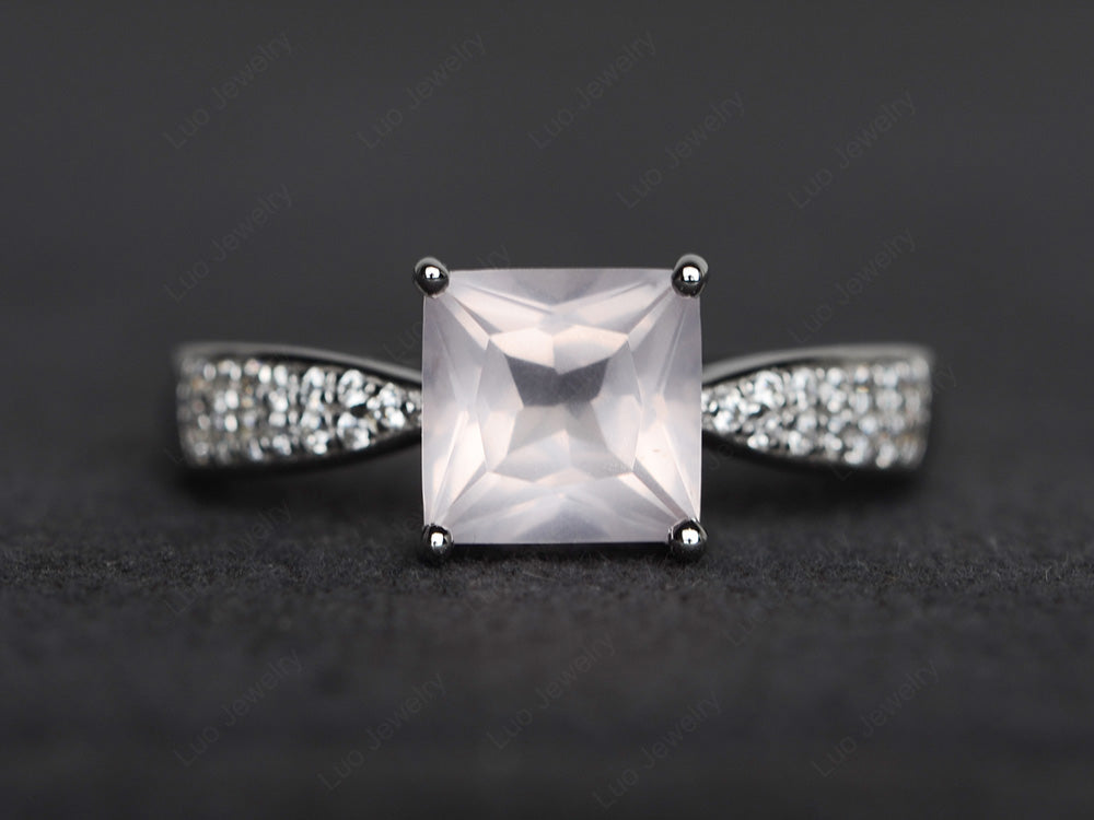 Princess Rose Quartz Ring Sterling Silver - LUO Jewelry