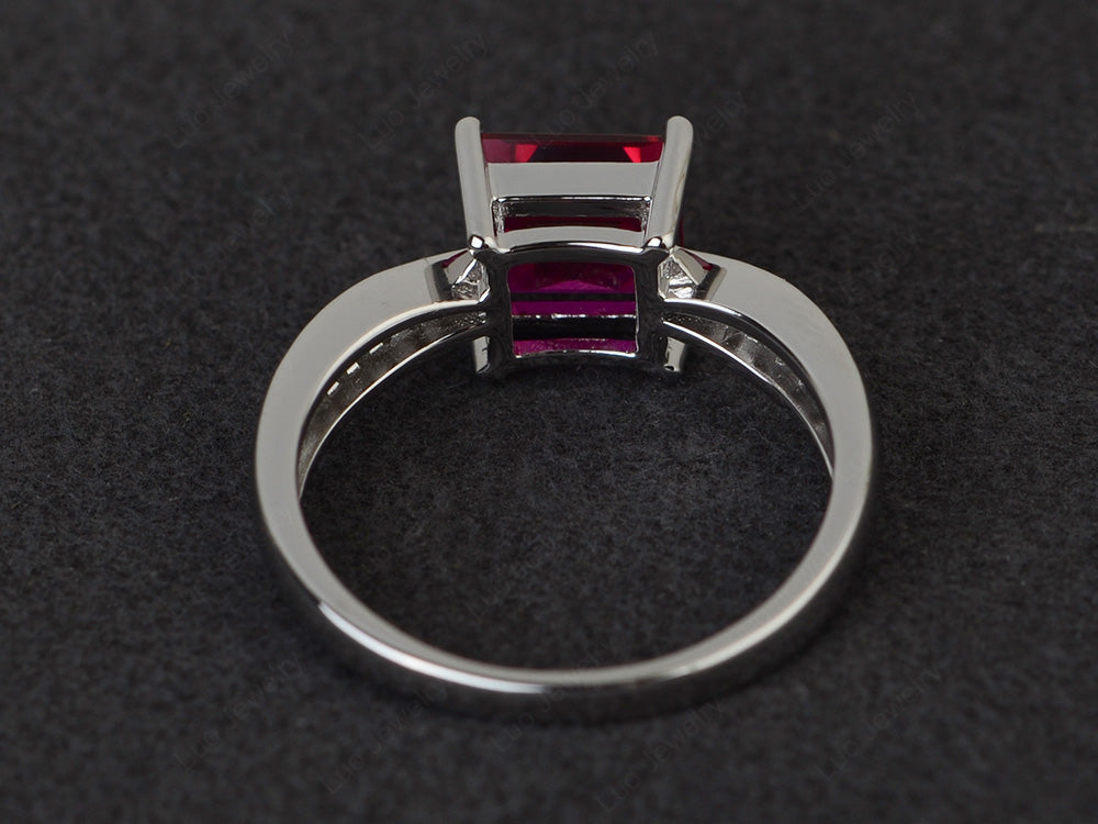 Square Ruby Ring Sterling Silver - LUO Jewelry