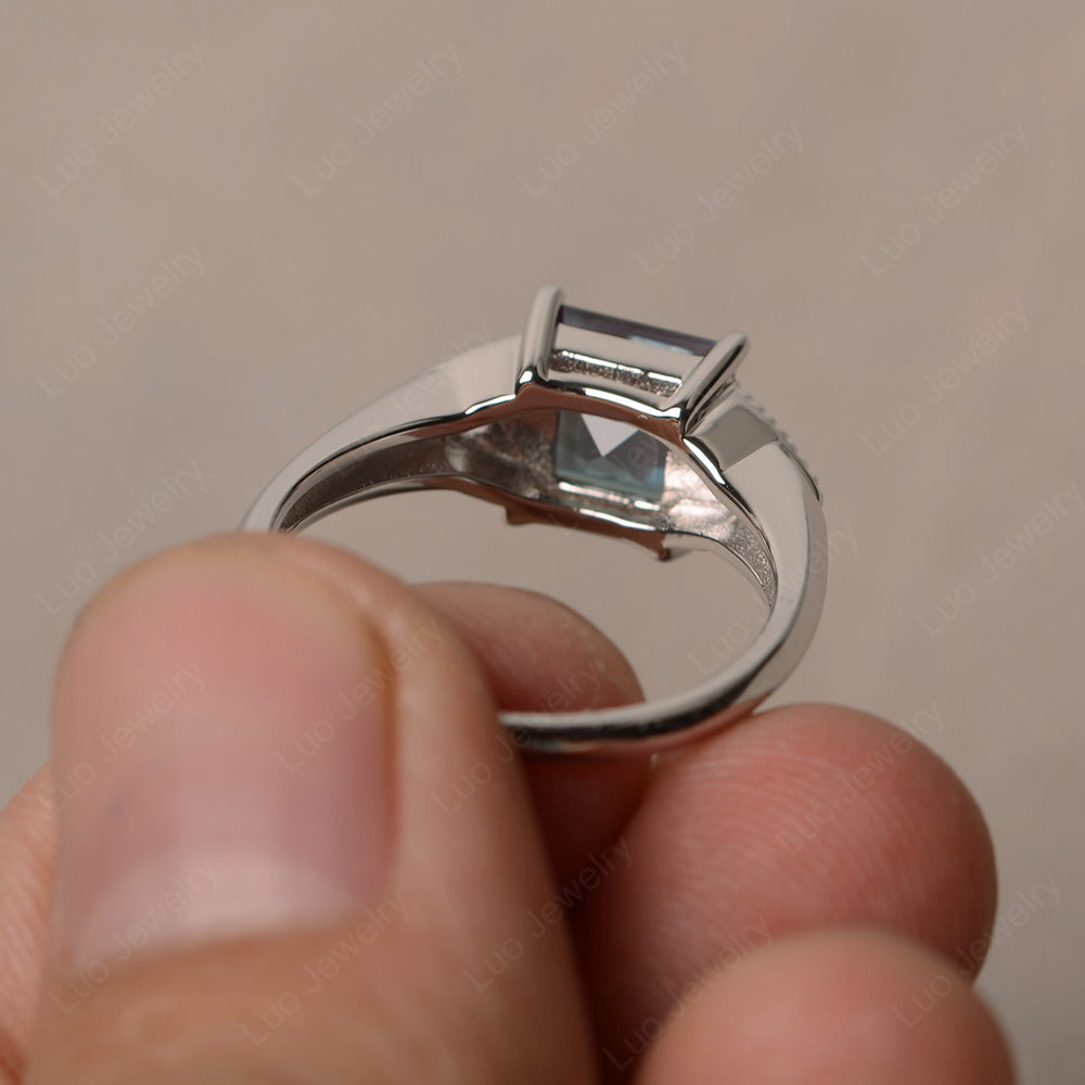 Alexandrite Engagement Ring Square Cut - LUO Jewelry