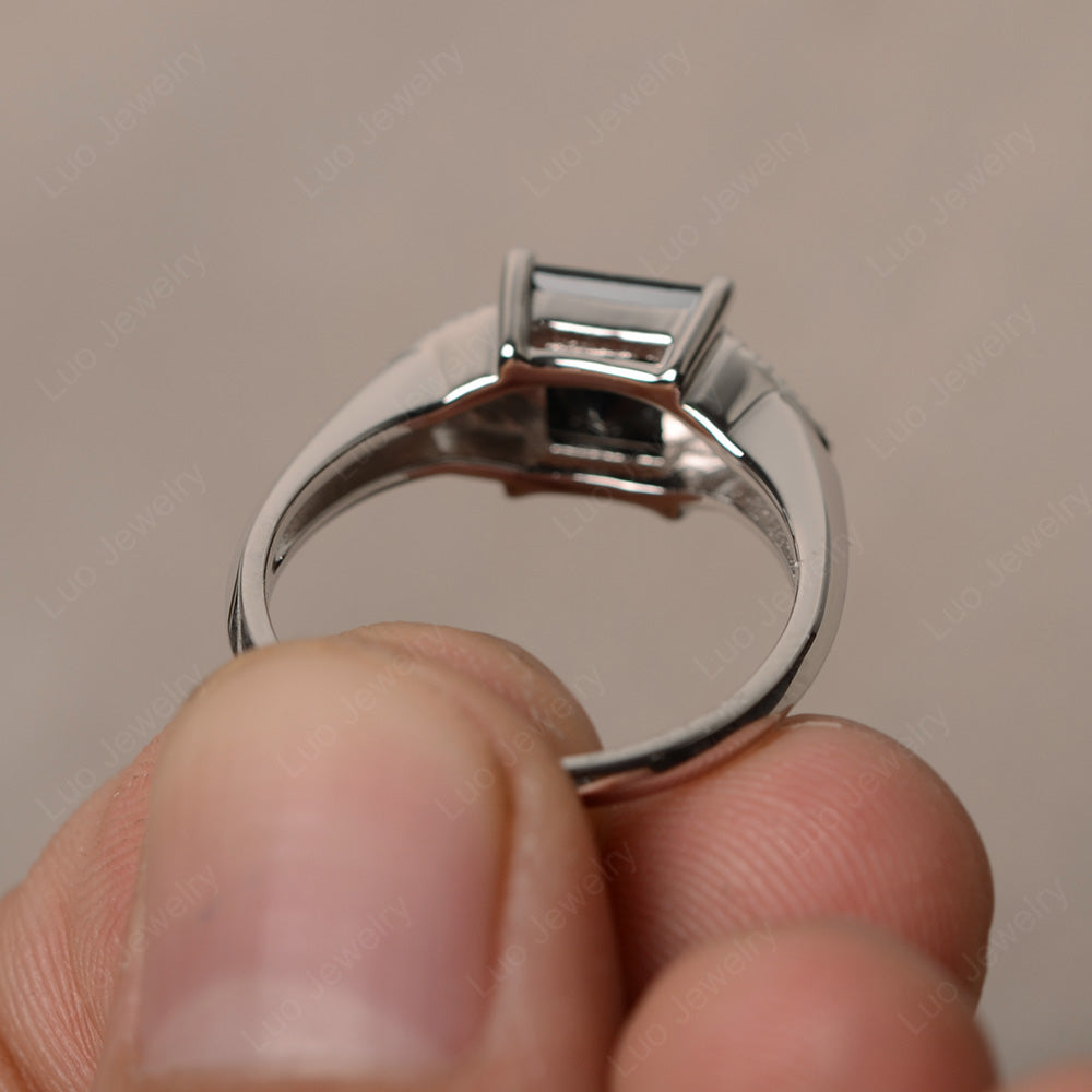 Black Stone Engagement Ring Princess Cut - LUO Jewelry