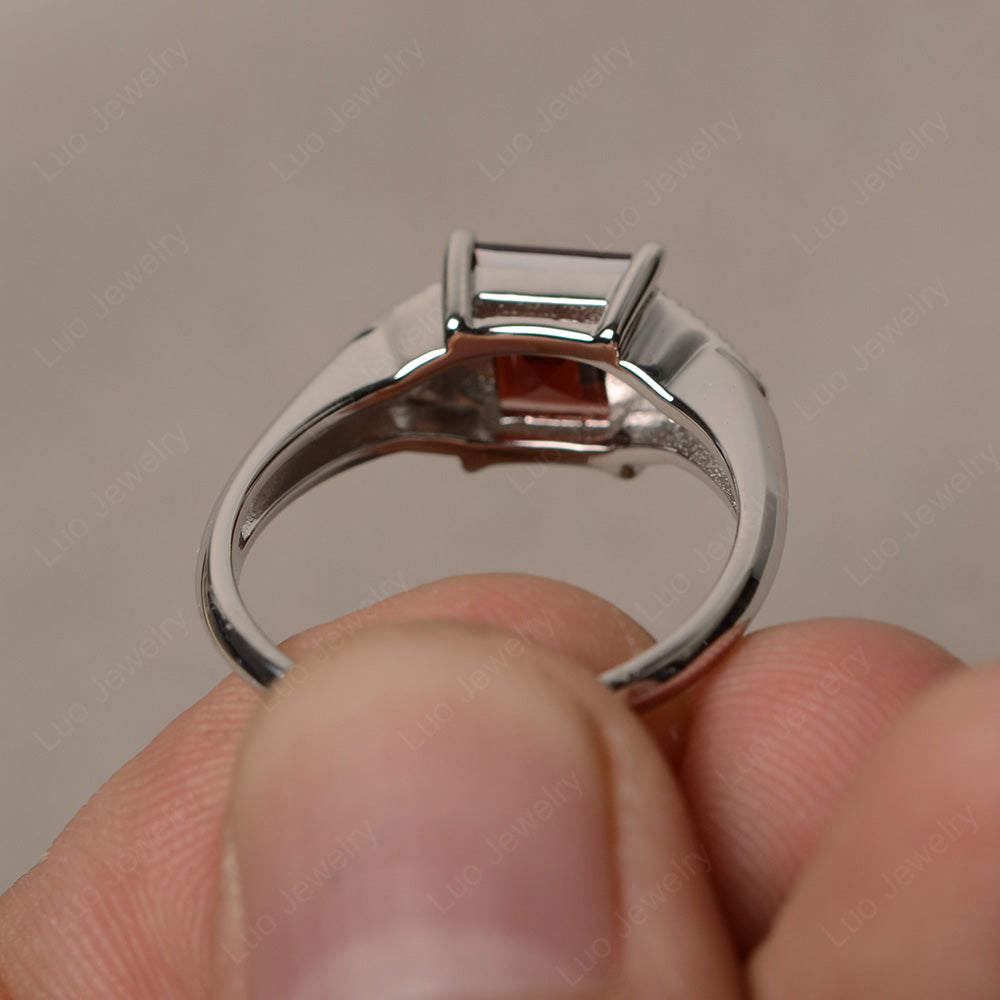 Garnet Engagement Ring Square Cut - LUO Jewelry
