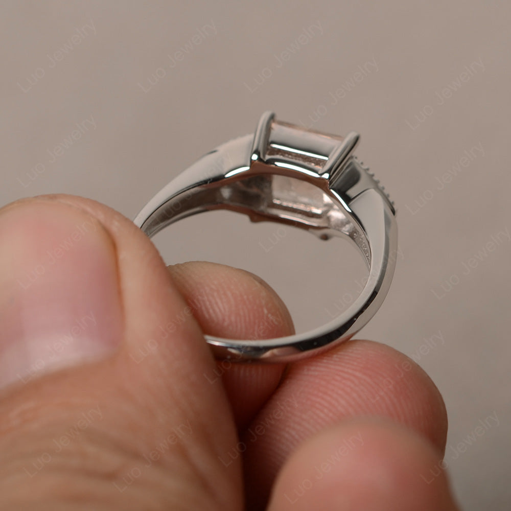 Morganite Engagement Ring Princess Cut - LUO Jewelry