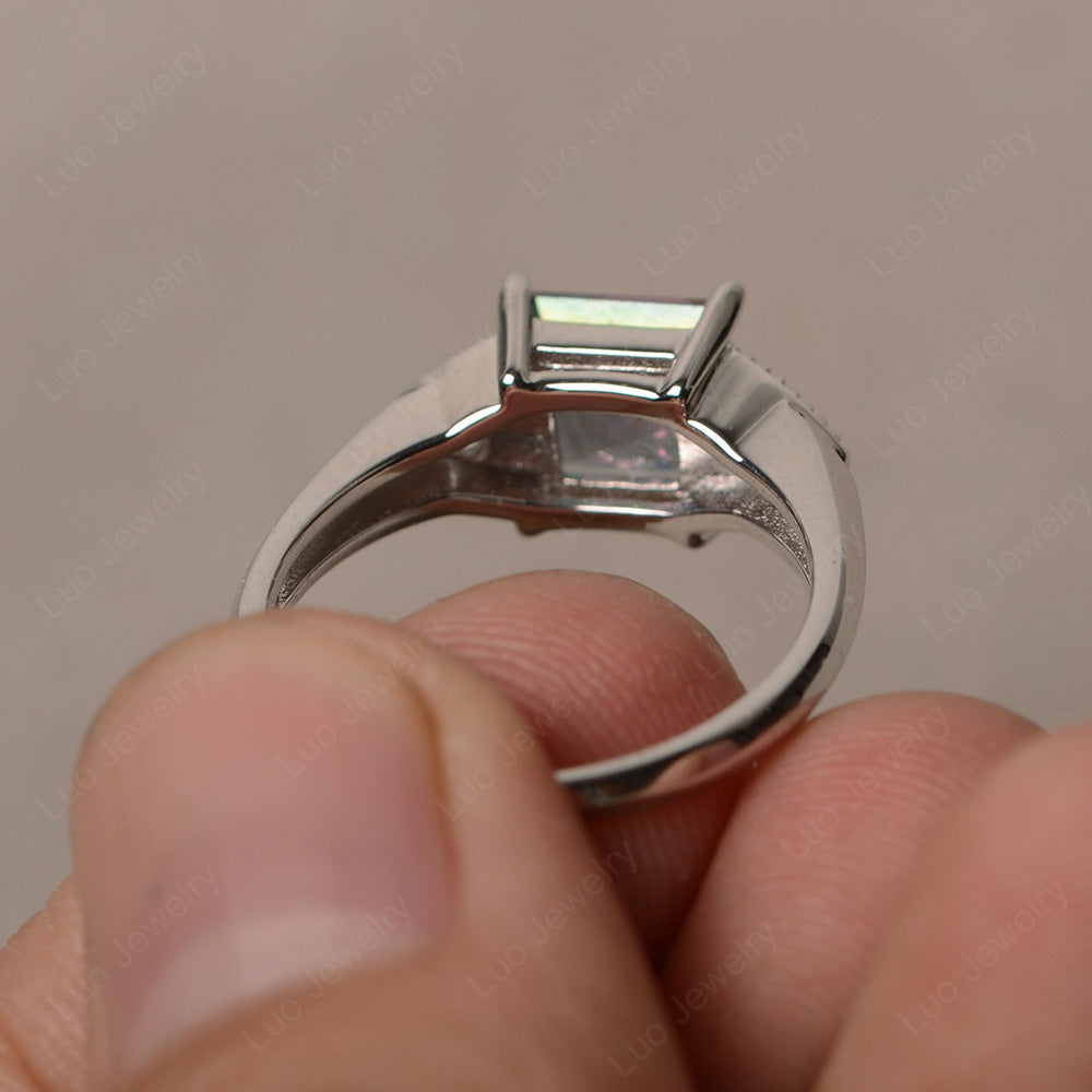 Mystic Topaz Engagement Ring Princess Cut - LUO Jewelry