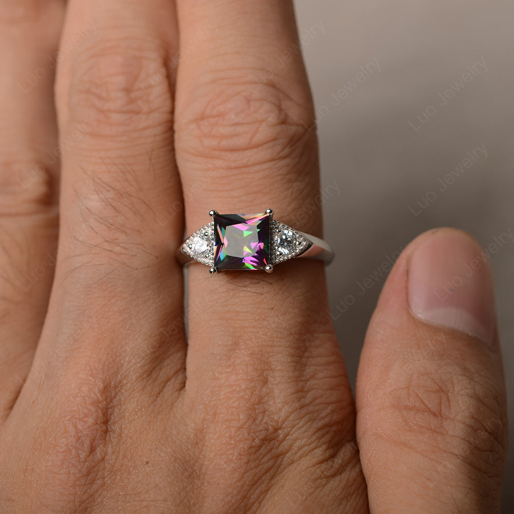Mystic Topaz Engagement Ring Princess Cut - LUO Jewelry