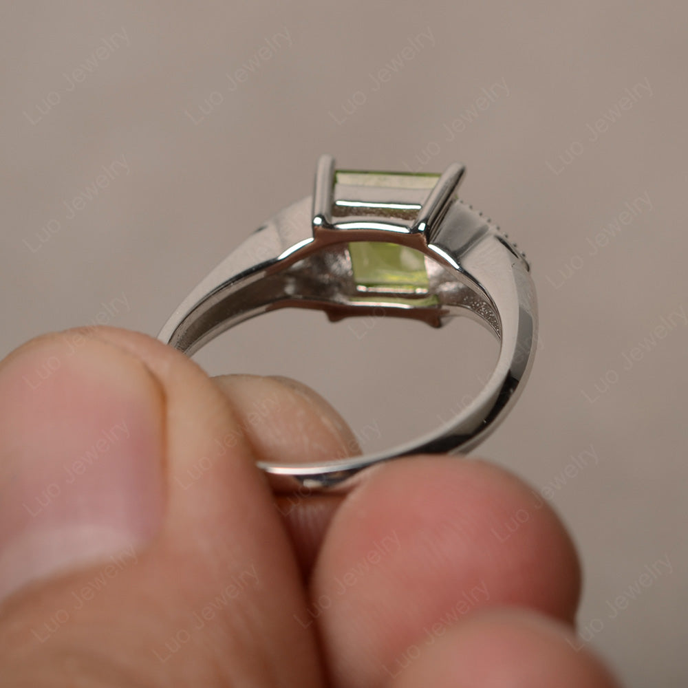 Peridot Engagement Ring Square Cut - LUO Jewelry