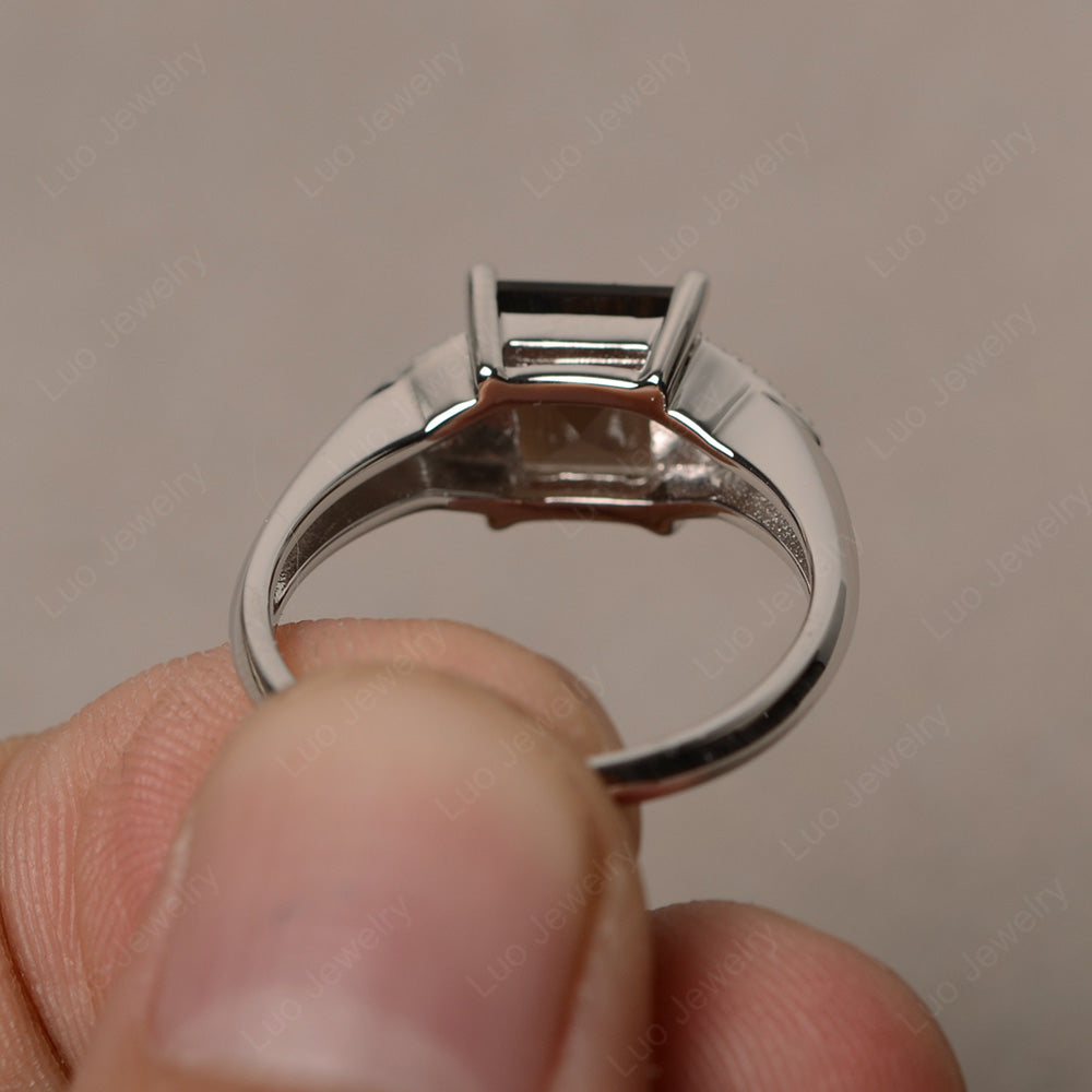 Smoky Quartz Engagement Ring Square Cut - LUO Jewelry