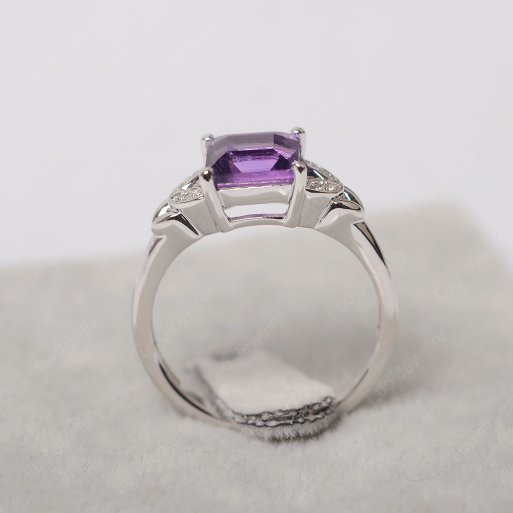 Square Cut Amethyst Wedding Ring - LUO Jewelry