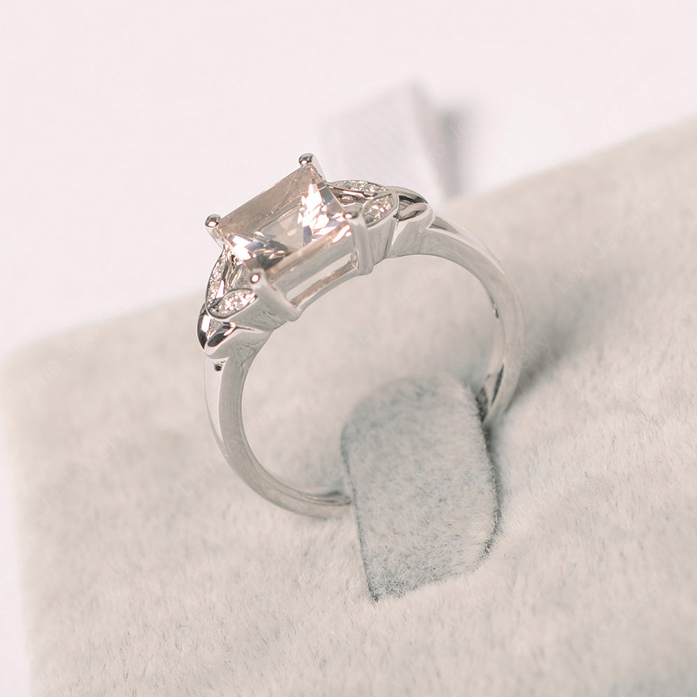 Princess Cut Morganite Wedding Ring - LUO Jewelry