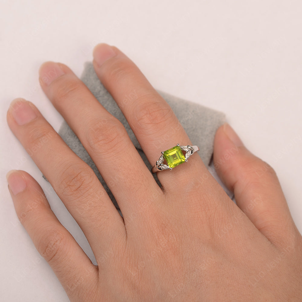Square Cut Peridot Wedding Ring - LUO Jewelry
