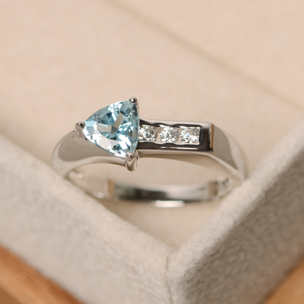 Dainty Arrow Aquamarine Promise Ring For Girls - LUO Jewelry