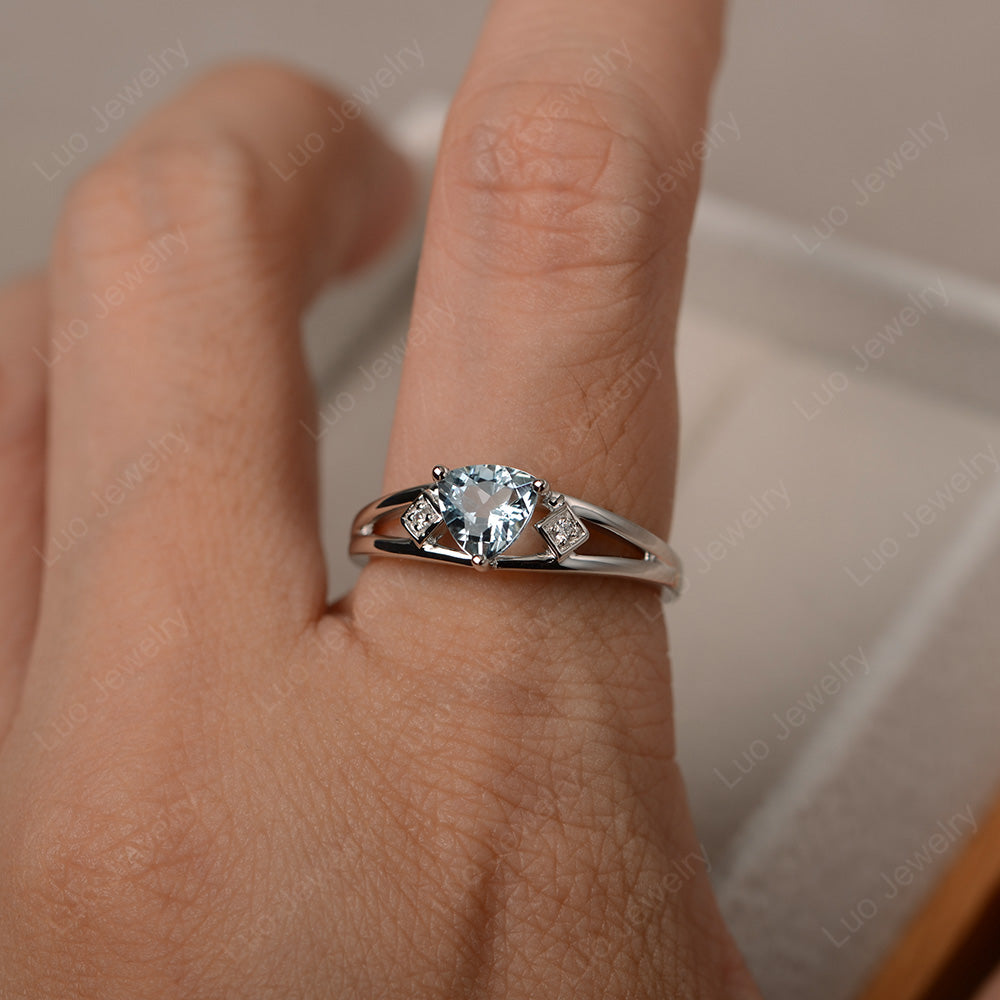 Trillion Cut Aquamarine Engagement Ring - LUO Jewelry