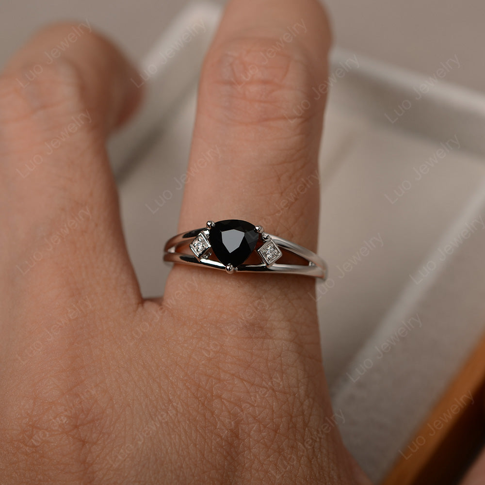 Trillion Cut Black Spinel Engagement Ring - LUO Jewelry