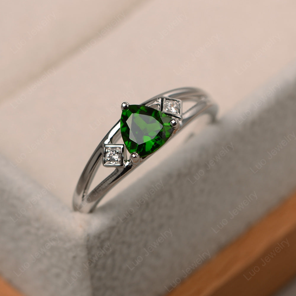 Trillion Cut Diopside Engagement Ring - LUO Jewelry