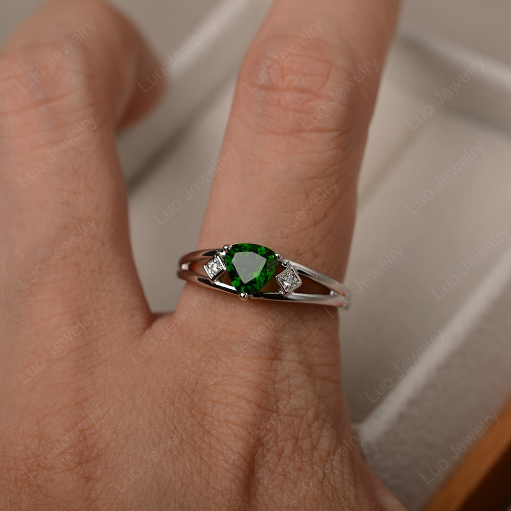 Trillion Cut Diopside Engagement Ring - LUO Jewelry