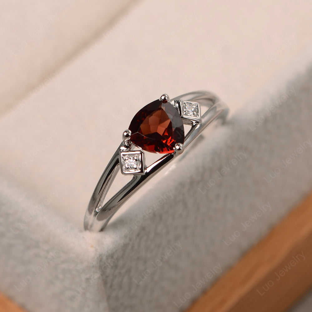 Trillion Cut Garnet Engagement Ring - LUO Jewelry