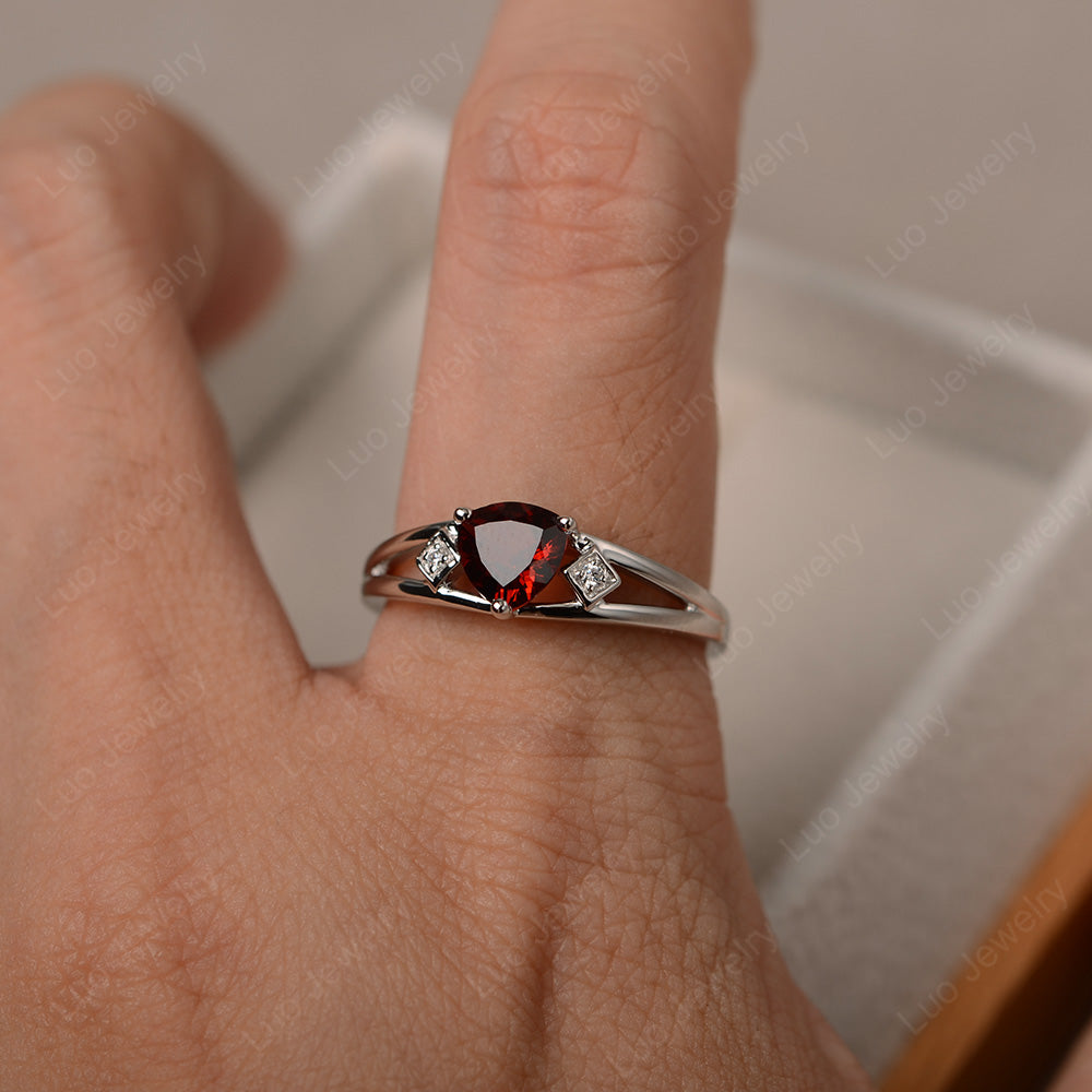 Trillion Cut Garnet Engagement Ring - LUO Jewelry