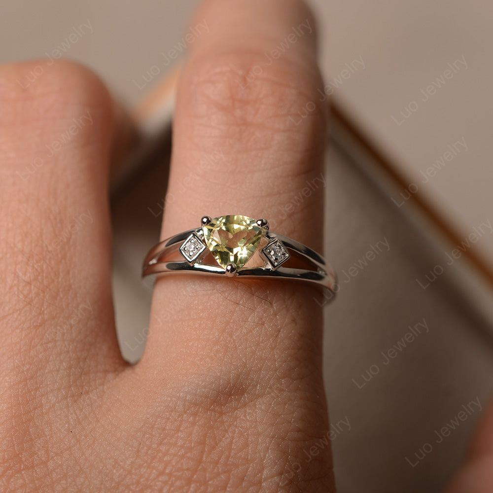 Trillion Cut Lemon Quartz Engagement Ring - LUO Jewelry