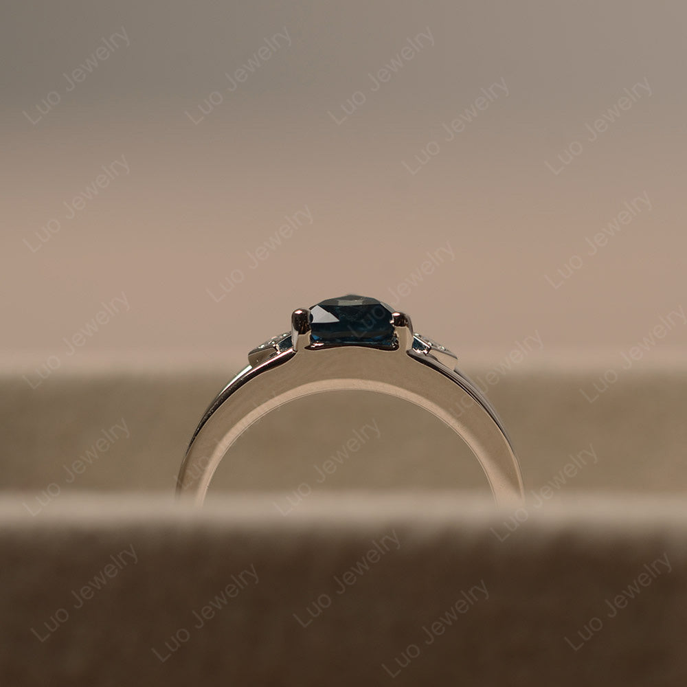 Trillion Cut London Blue Topaz Engagement Ring - LUO Jewelry