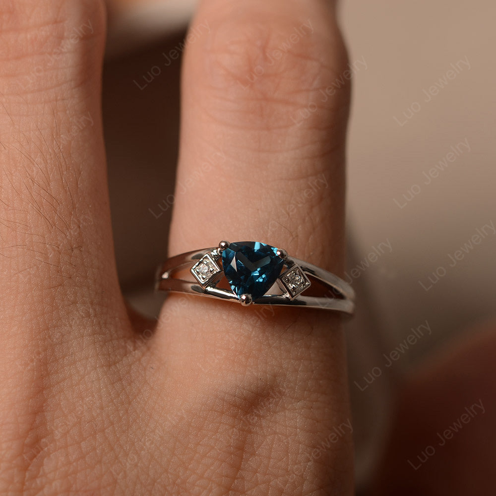 Trillion Cut London Blue Topaz Engagement Ring - LUO Jewelry