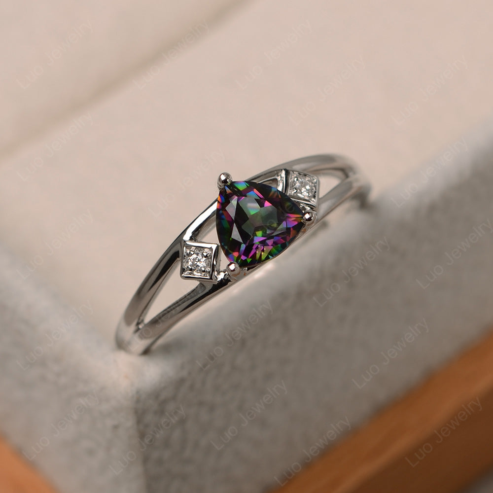 Trillion Cut Mystic Topaz Engagement Ring - LUO Jewelry
