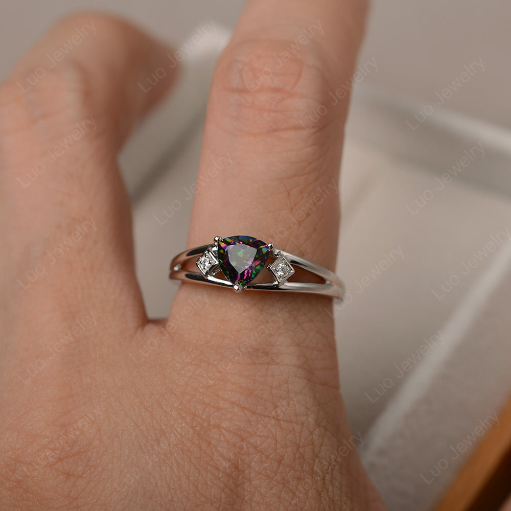 Trillion Cut Mystic Topaz Engagement Ring - LUO Jewelry
