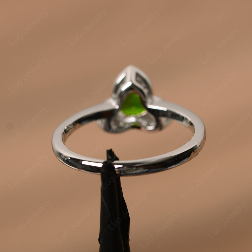 Trillion Cut Diopside Flower Wedding Ring - LUO Jewelry