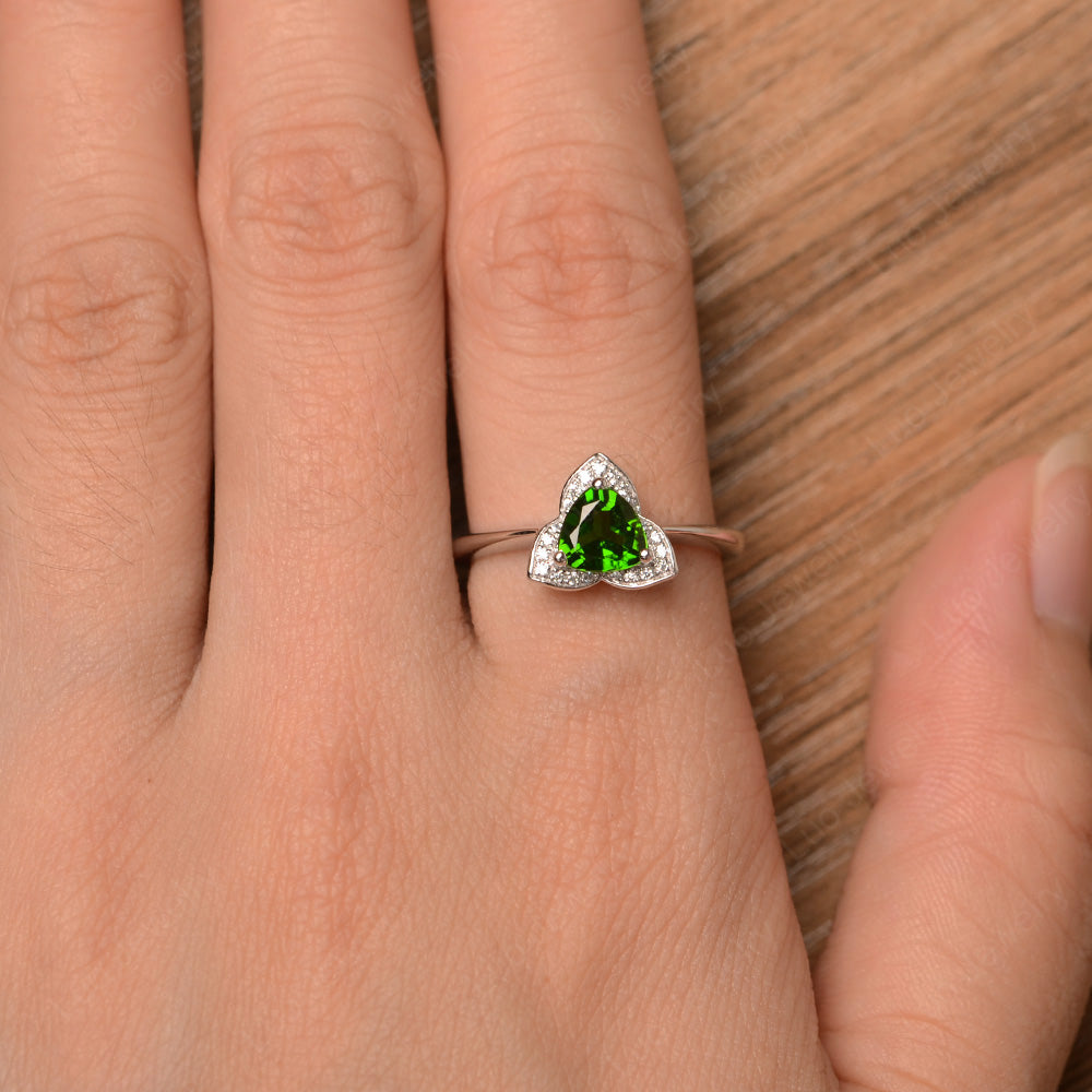 Trillion Cut Diopside Flower Wedding Ring - LUO Jewelry