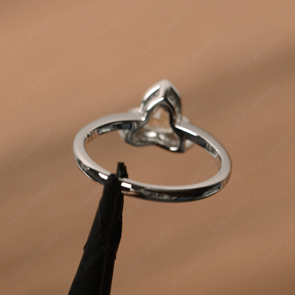 Trillion Cut Green Amethyst Flower Wedding Ring - LUO Jewelry