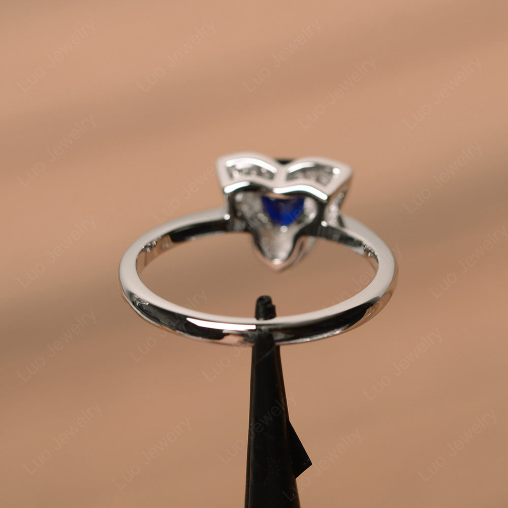 Trillion Cut Lab Sapphire Flower Wedding Ring - LUO Jewelry