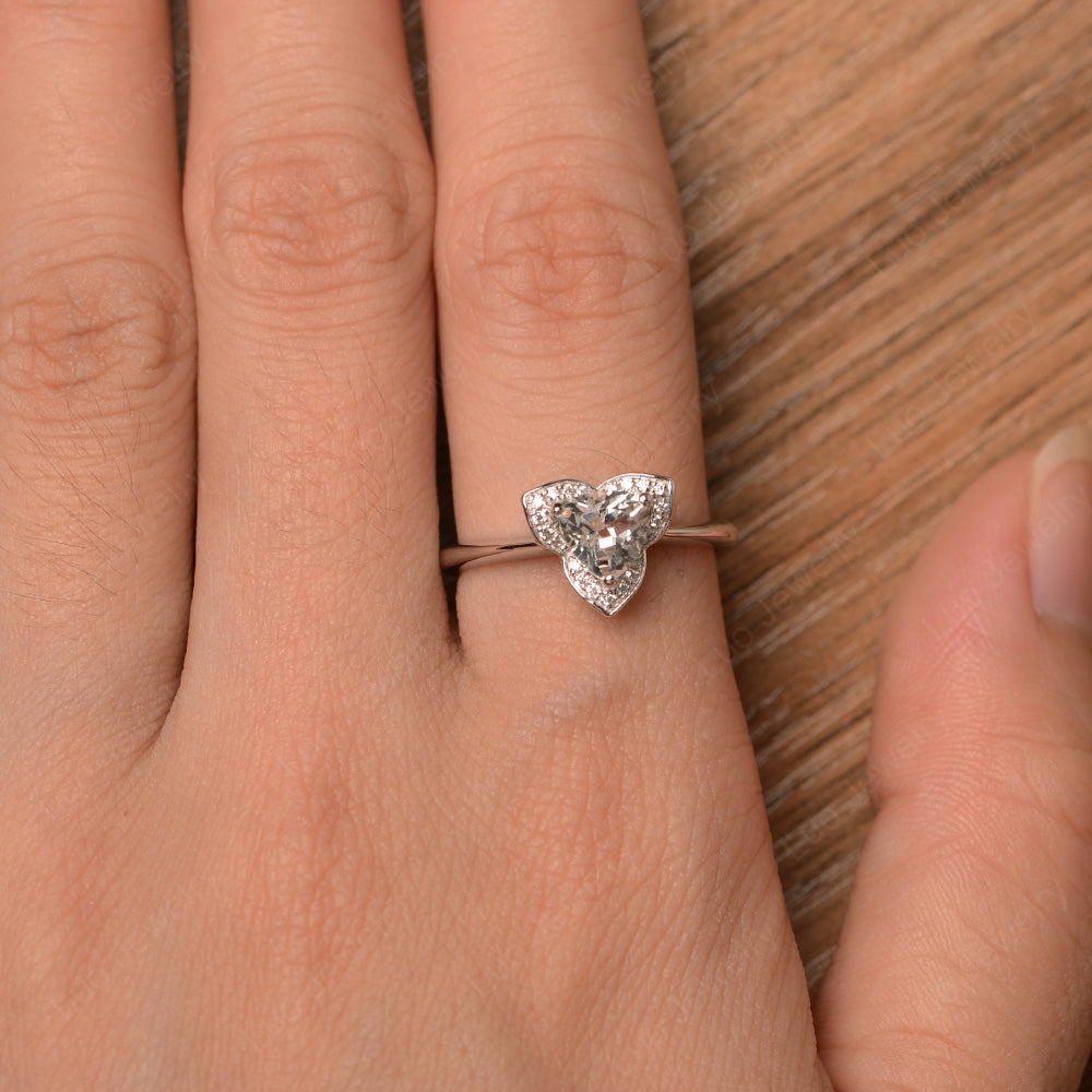 Trillion Cut White Topaz Flower Wedding Ring - LUO Jewelry