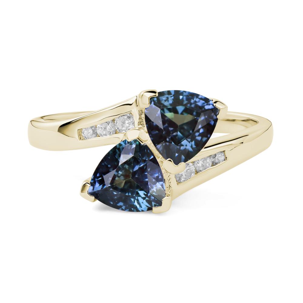 2 Stone Lab Grown Alexandrite Mothers Ring - LUO Jewelry #metal_14k yellow gold