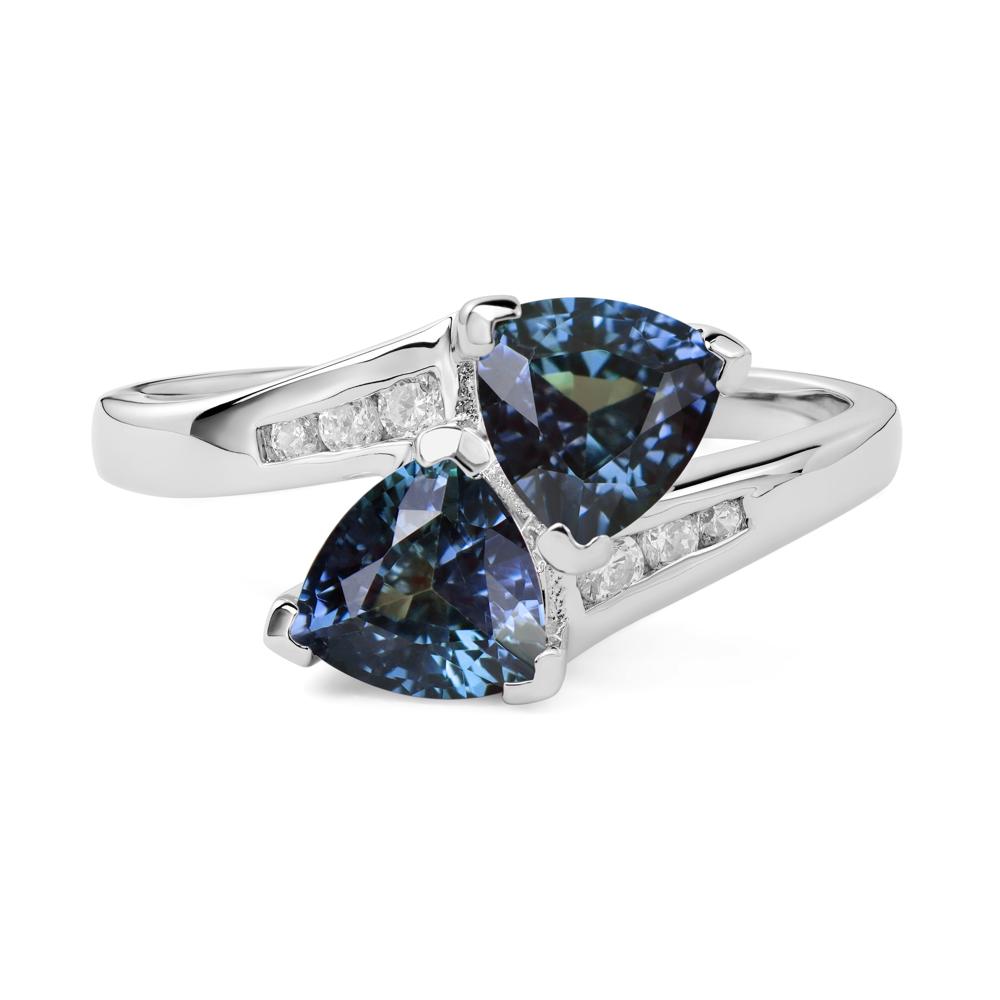 2 Stone Lab Grown Alexandrite Mothers Ring - LUO Jewelry #metal_sterling silver