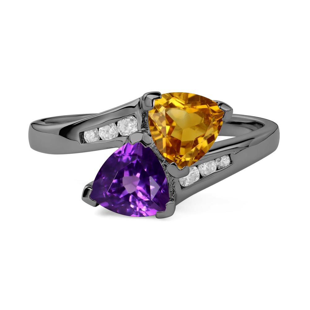 2 Stone Amethyst and Citrine Mothers Ring - LUO Jewelry #metal_black finish sterling silver