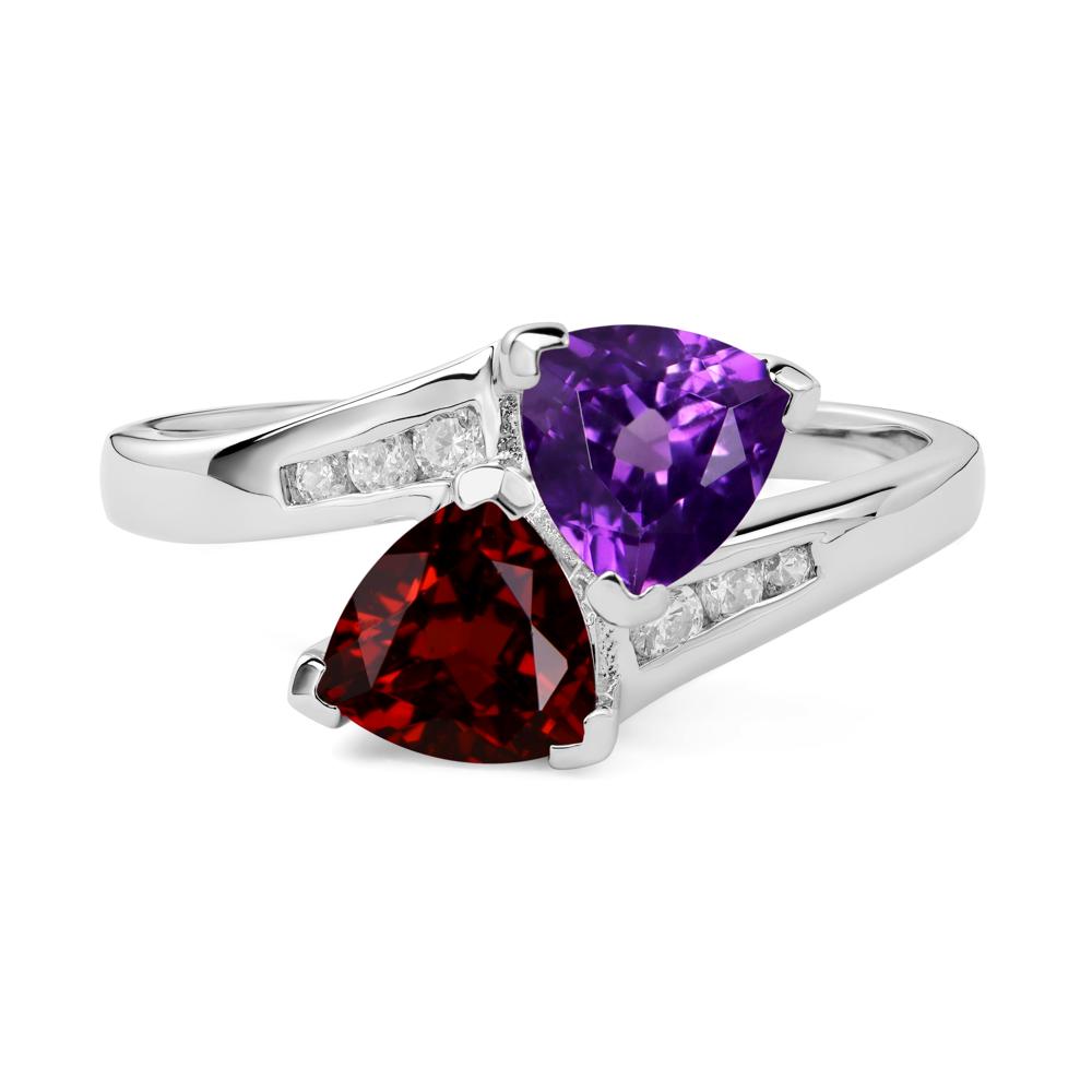 2 Stone Amethyst and Garnet Mothers Ring - LUO Jewelry #metal_sterling silver