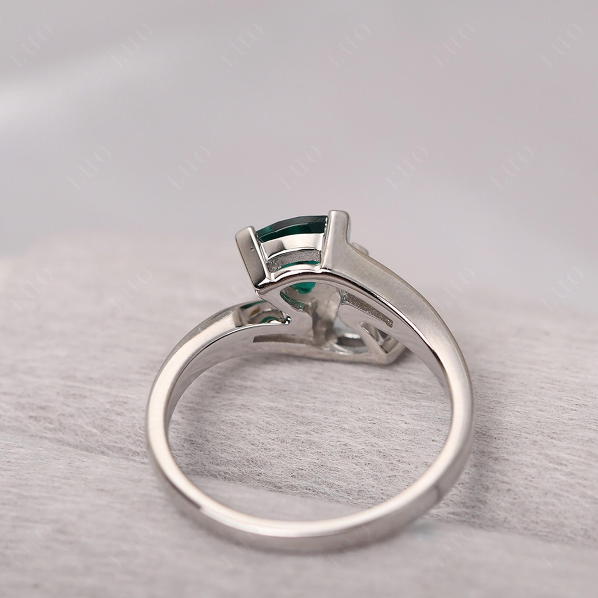 2 Stone Aquamarine and Emerald Mothers Ring - LUO Jewelry