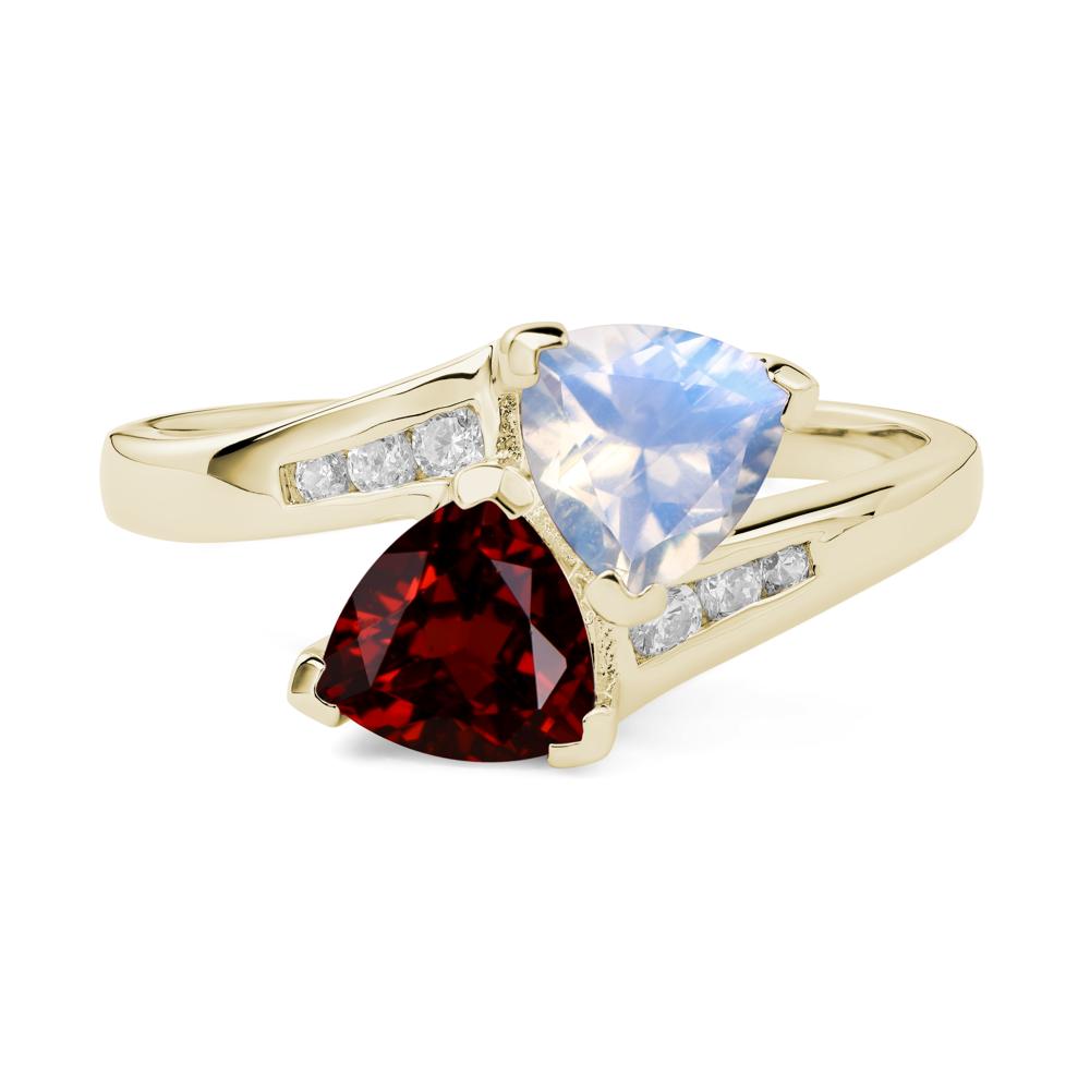 2 Stone Garnet and Moonstone Mothers Ring - LUO Jewelry #metal_14k yellow gold