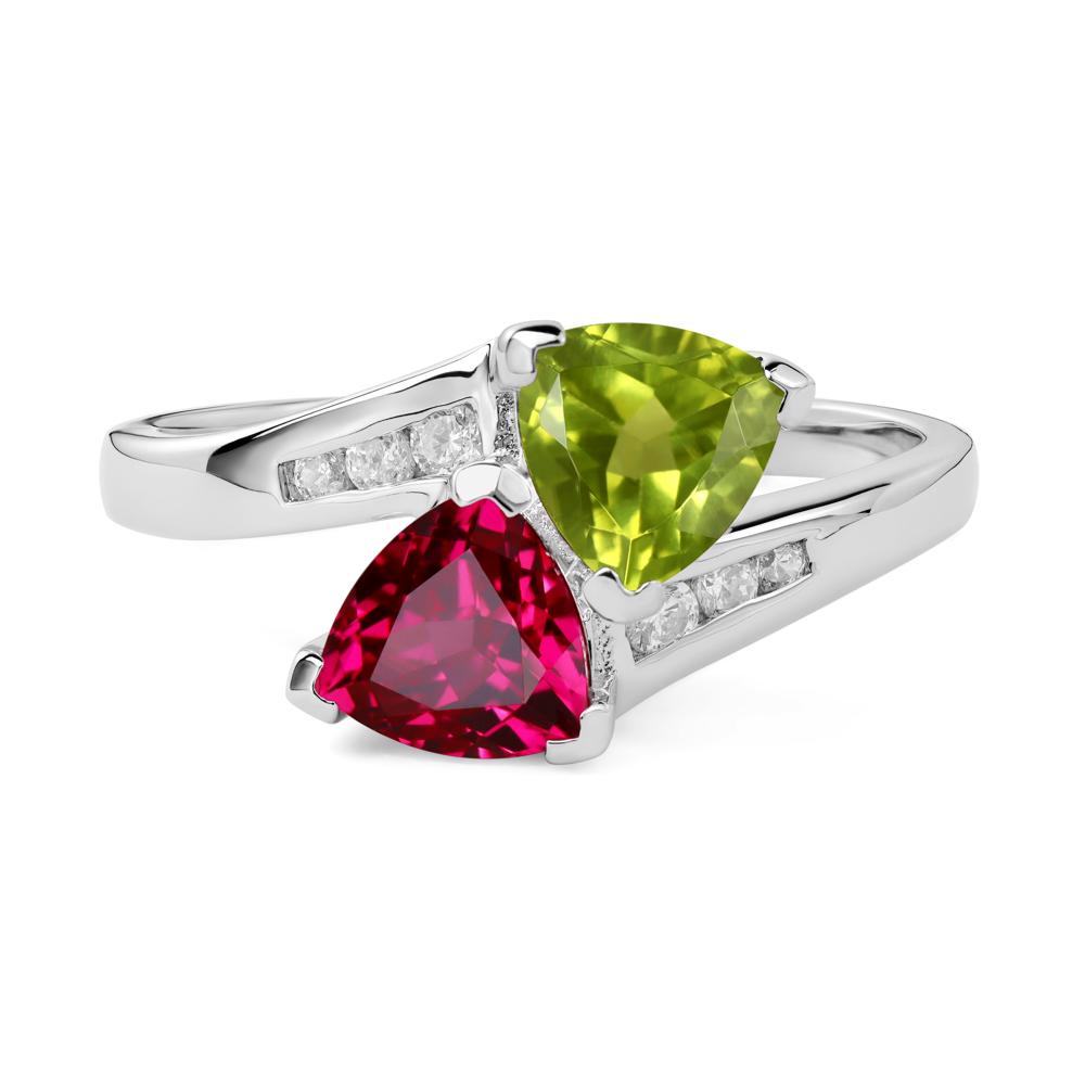 2 Stone Peridot and Ruby Mothers Ring - LUO Jewelry #metal_sterling silver