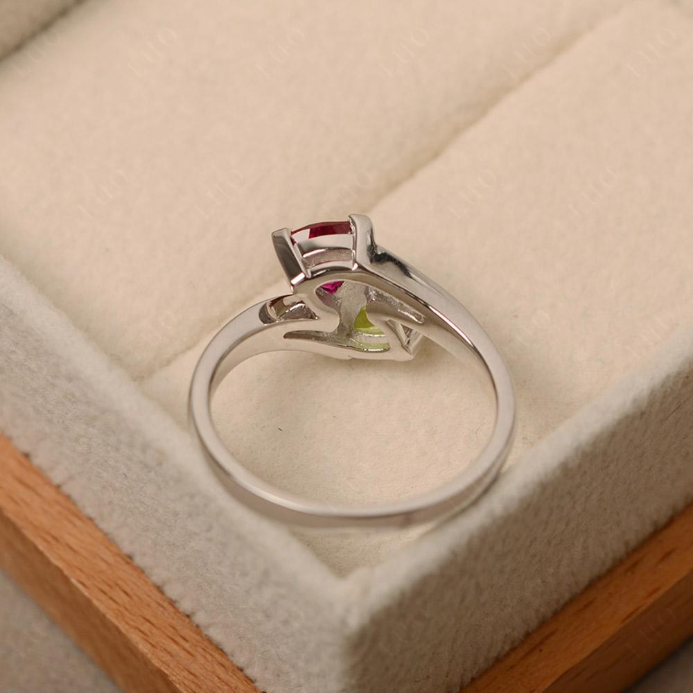 2 Stone Peridot and Ruby Mothers Ring - LUO Jewelry
